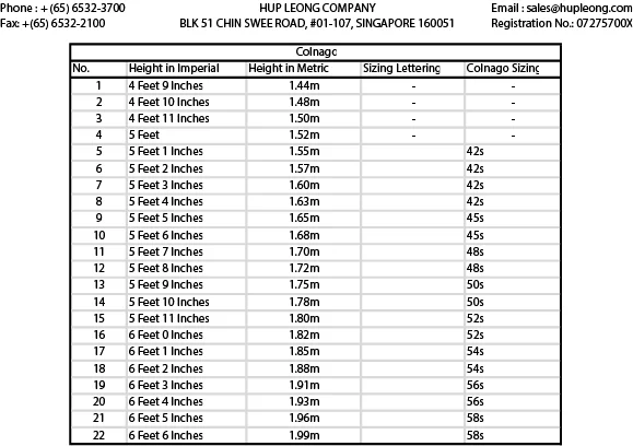 Colnago hot sale sloping sizing